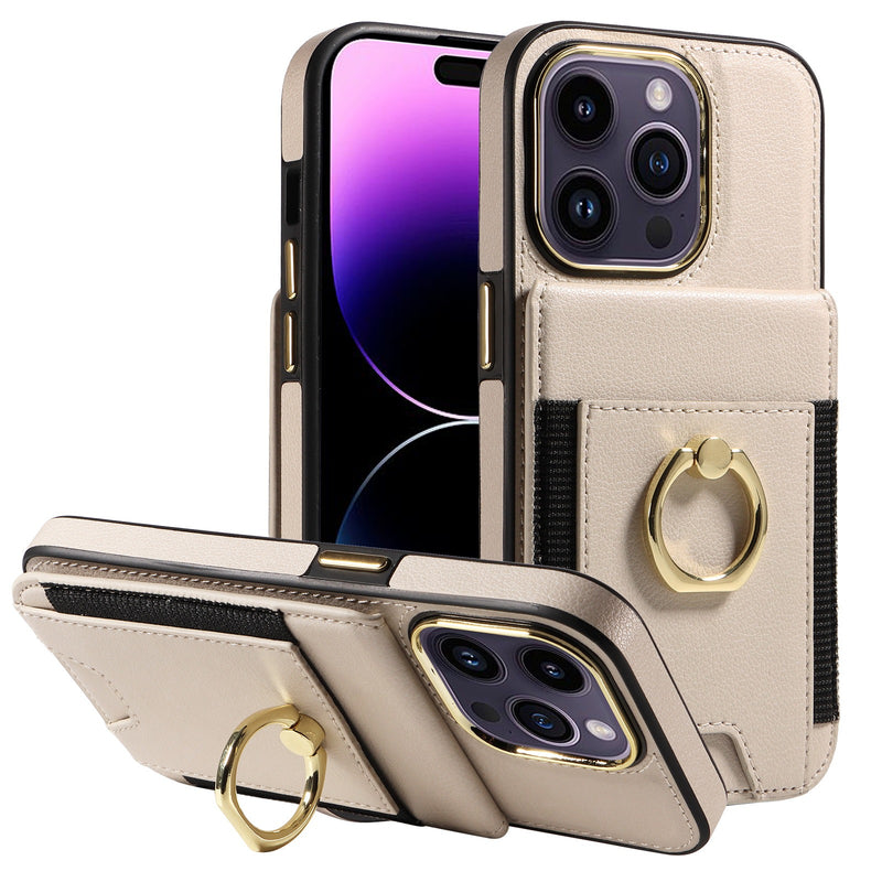 Capa de couro com anel para iPhone, proteção para iPhone