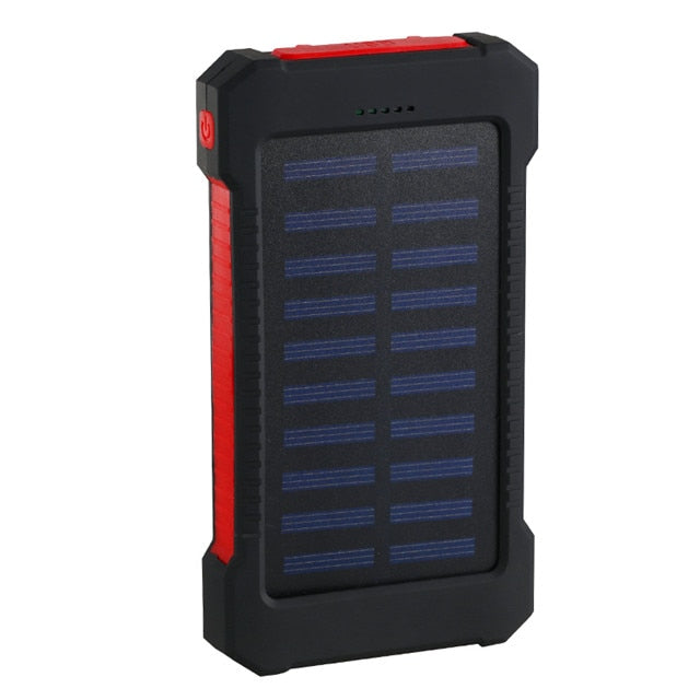 LED Light Solar Power Bank Waterproof 20000mAh Charger 2 USB Ports External Charger Powerbank