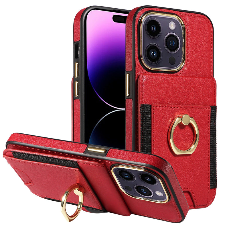 Capa de couro com anel para iPhone, proteção para iPhone