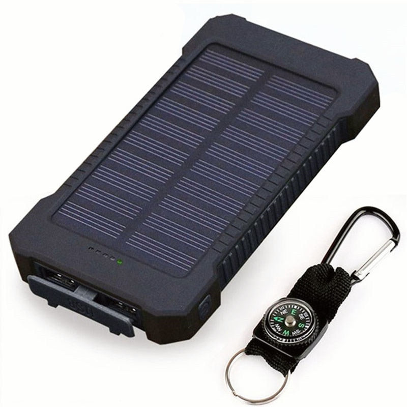 LED Light Solar Power Bank Waterproof 20000mAh Charger 2 USB Ports External Charger Powerbank