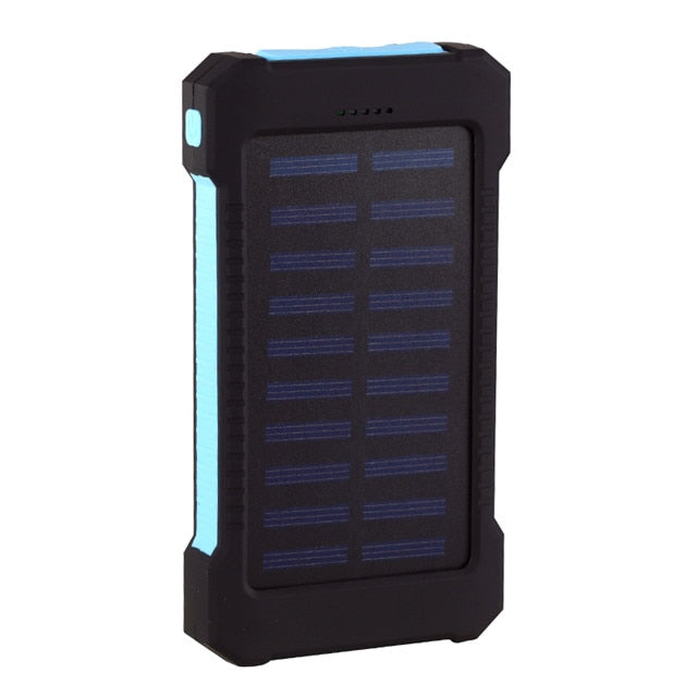 LED Light Solar Power Bank Waterproof 20000mAh Charger 2 USB Ports External Charger Powerbank