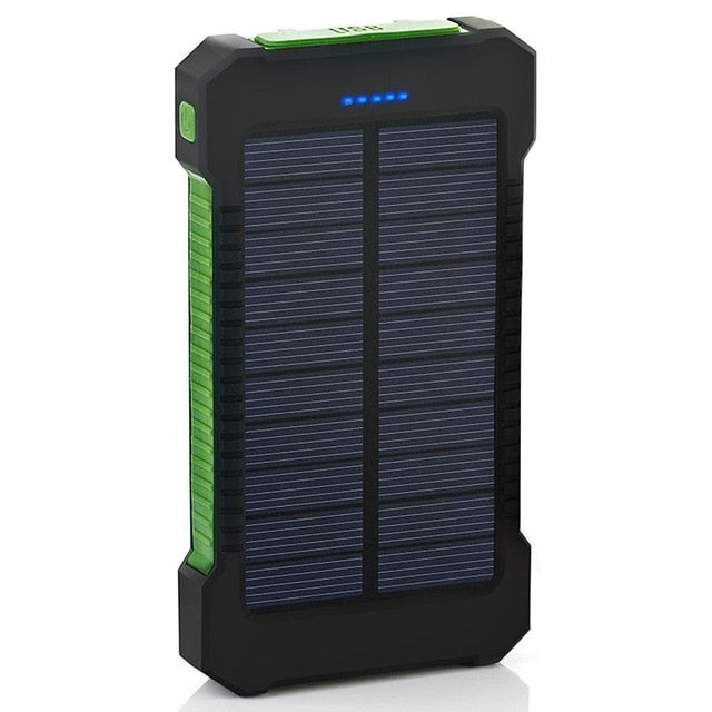 LED Light Solar Power Bank Waterproof 20000mAh Charger 2 USB Ports External Charger Powerbank