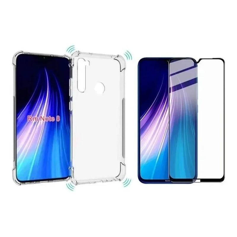 Kit Capa Case Capinha Anti Shock Xiaomi Redmi Note 8 + Pelicula De Vidro 3d